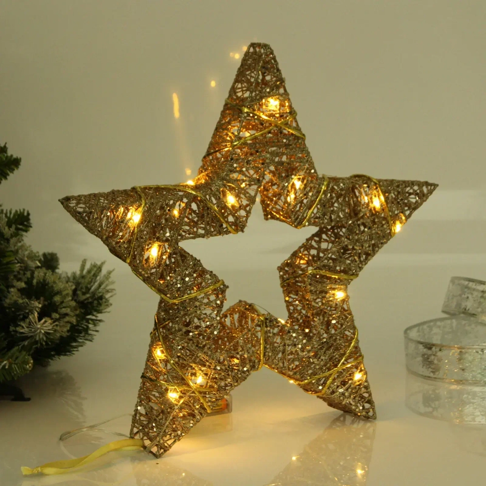 Сувенир с подсветкой «Звёздное небо» 35 см (батарейки 2 AA), Золото (свечение-теплый белый)