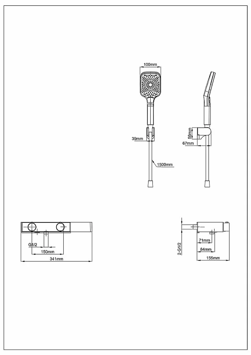 Смеситель для ванны с душем и термостатом WONZON & WOGHAND Shelf WW-B2551-BG брашированное золото