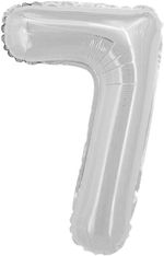 Шар с клапаном (16"/41 см) Мини-цифра, 7, Серебро