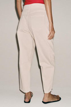 ZARA ЗАУЖЕННЫЕ ДЖИНСЫ СО СРЕДНЕЙ ПОСАДКОЙ — ZW COLLECTION, БЕЛЫЙ/РОЗОВЫЙ