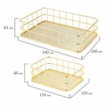 Органайзер для косметики корзинка 2 штуки из металла MONTE VITA, 24х16х6,3 см + 17х12х6 см, золото, 272483