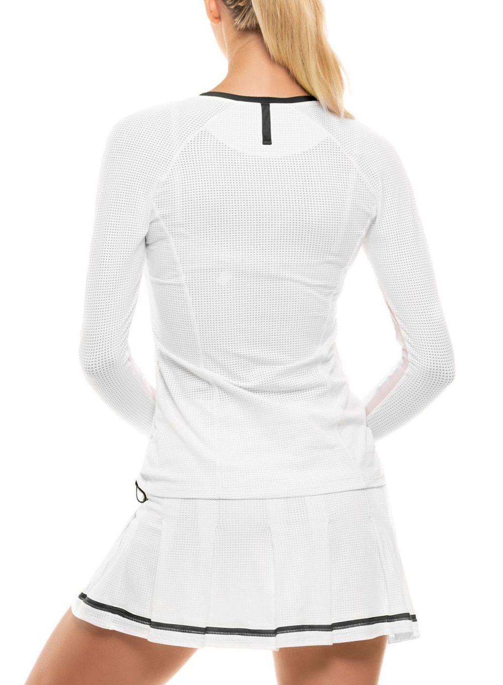 Женская теннисная футболка (dł. Рукава) Lucky in Love Core Whites Raglan Zip L/S - white/black