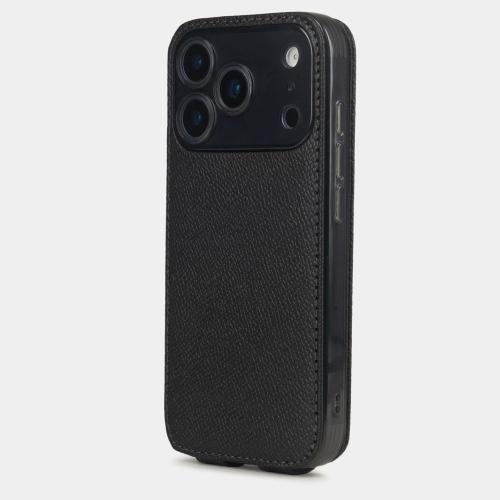 Чехол для iPhone 17 Pro Max - кожа теленка сафьяно, черный