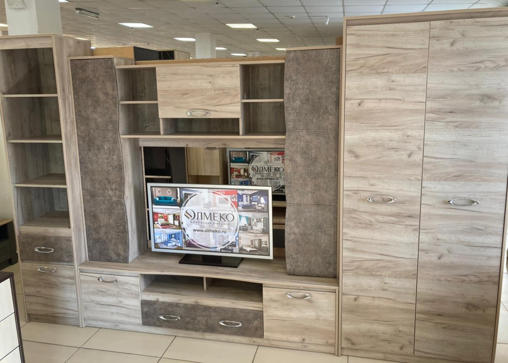 Стеллаж полуоткрытый Дакота серый крафт/тиз серый