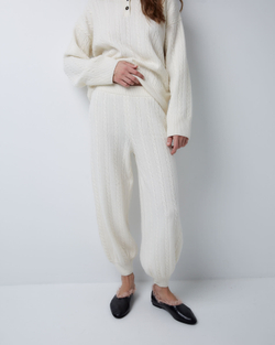 Брюки из смесового кашемира молочный