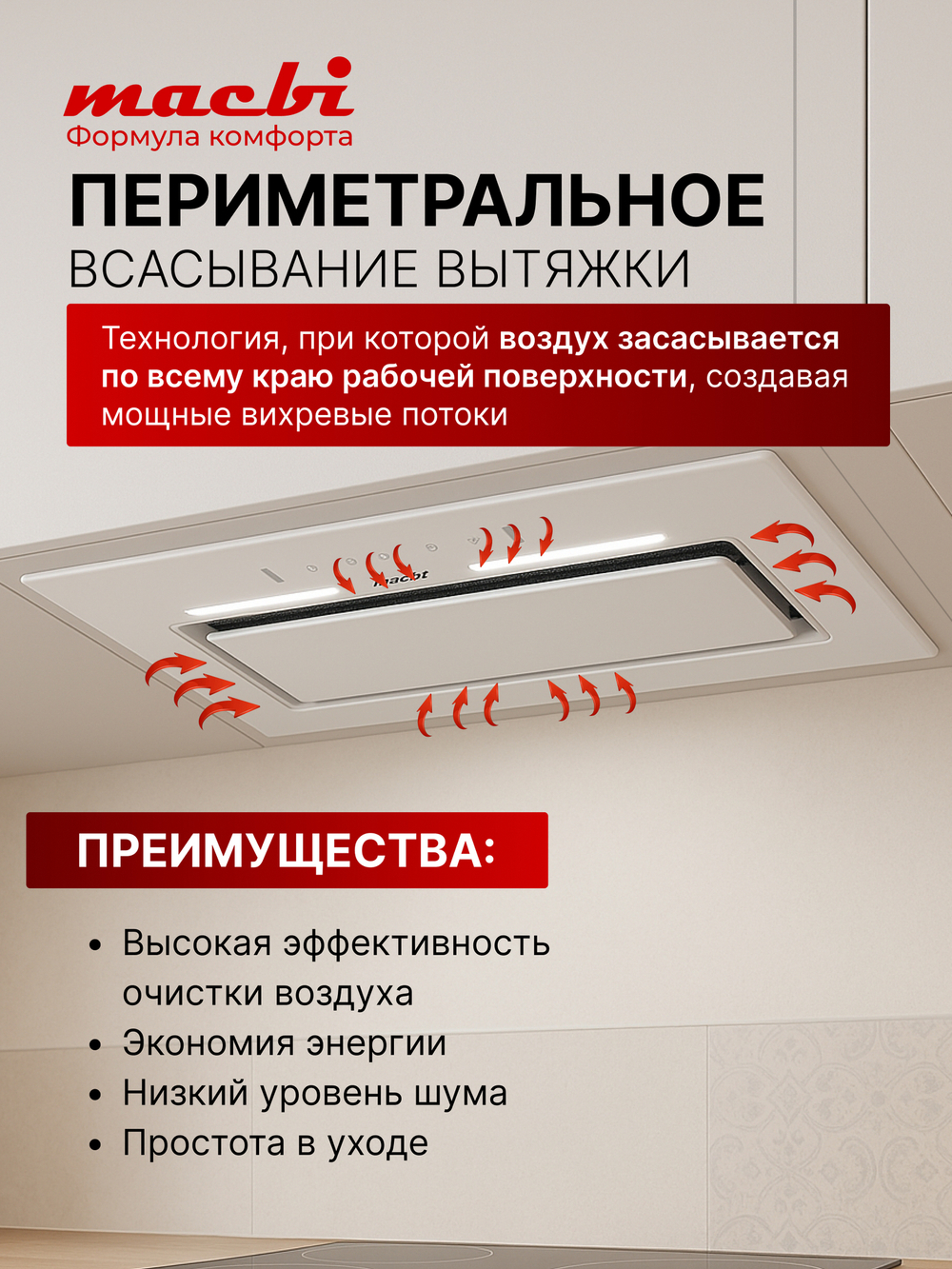 Вытяжка встраиваемая MWDC60TL WHITE Инвертор 1100м3/ч Белая, управление жестами, полновстраиваемая