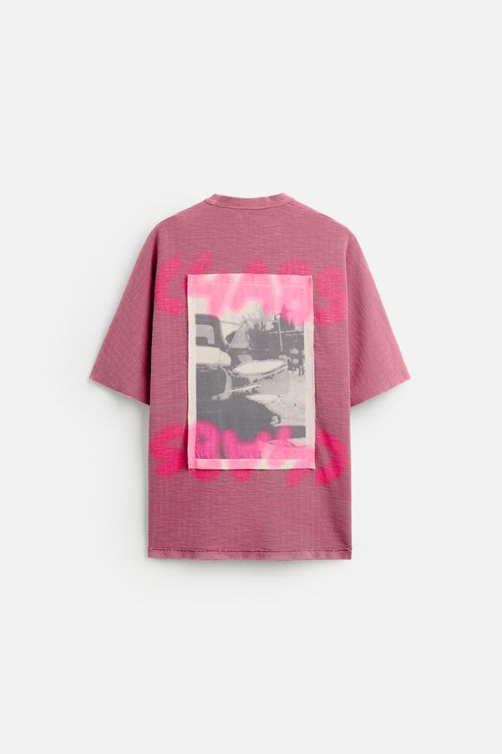 ZARA ФУТБОЛКА С НАШИВКОЙ, РОЗОВЫЙ