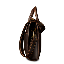 Simple&nature Cow Leather Crossbody Bag, Briefcase Medium Men"s Dark Brown