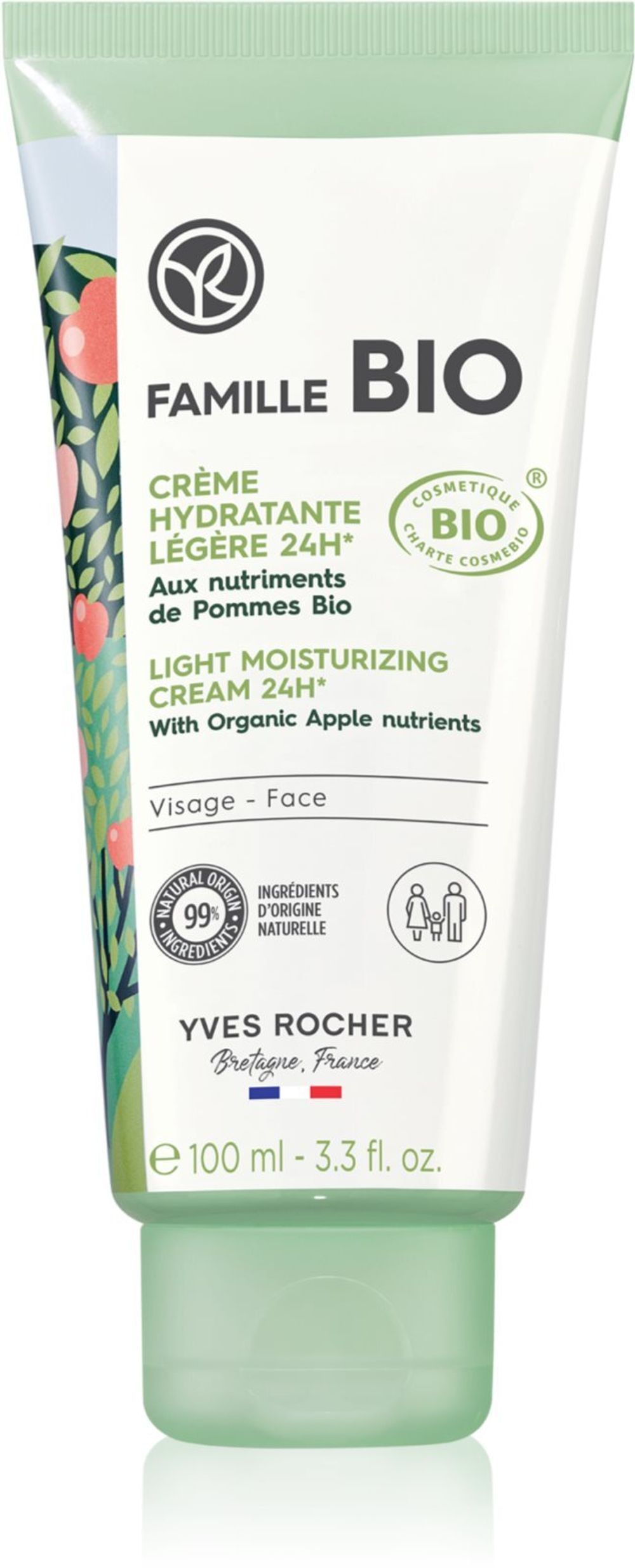 Yves Rocher FAMILLE BIO - легкий увлажняющий крем /  with Organic Apple 100  ml  / GTIN 3660005726939