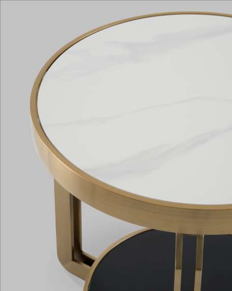 Журнальный столик Калисто 55*55 см светлая и темная керамика