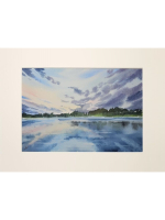 Картина авторская акварельная в паспарту 30х40 см на стену для интерьера "Отражение на Яузе"