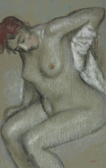 Эдгар Дега. 1895. Вытирающаяся обнаженная (Femme nue s'essuyant). 49.8 x 32.1. Тонированная бумага, пастель и уголь. Частное собрание.
