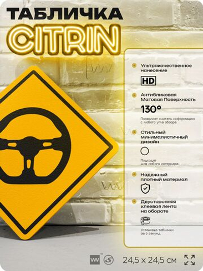 Табличка декоративная "Рулевое колесо для картинга" на дверь и стену, спортивная, информационная, декоративный знак, 24,5х24,5 см, пластиковая, Айдентика Технолоджи