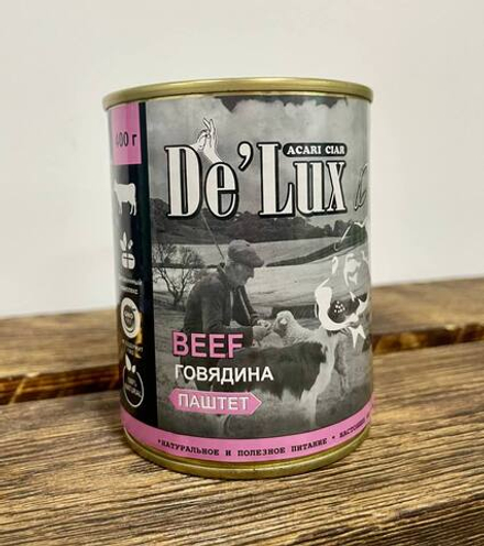 Де`Люкс Консервы для собак Мясные «Говядина паштет» Супер Премиум / De`lux Dog Beef Super Premium
