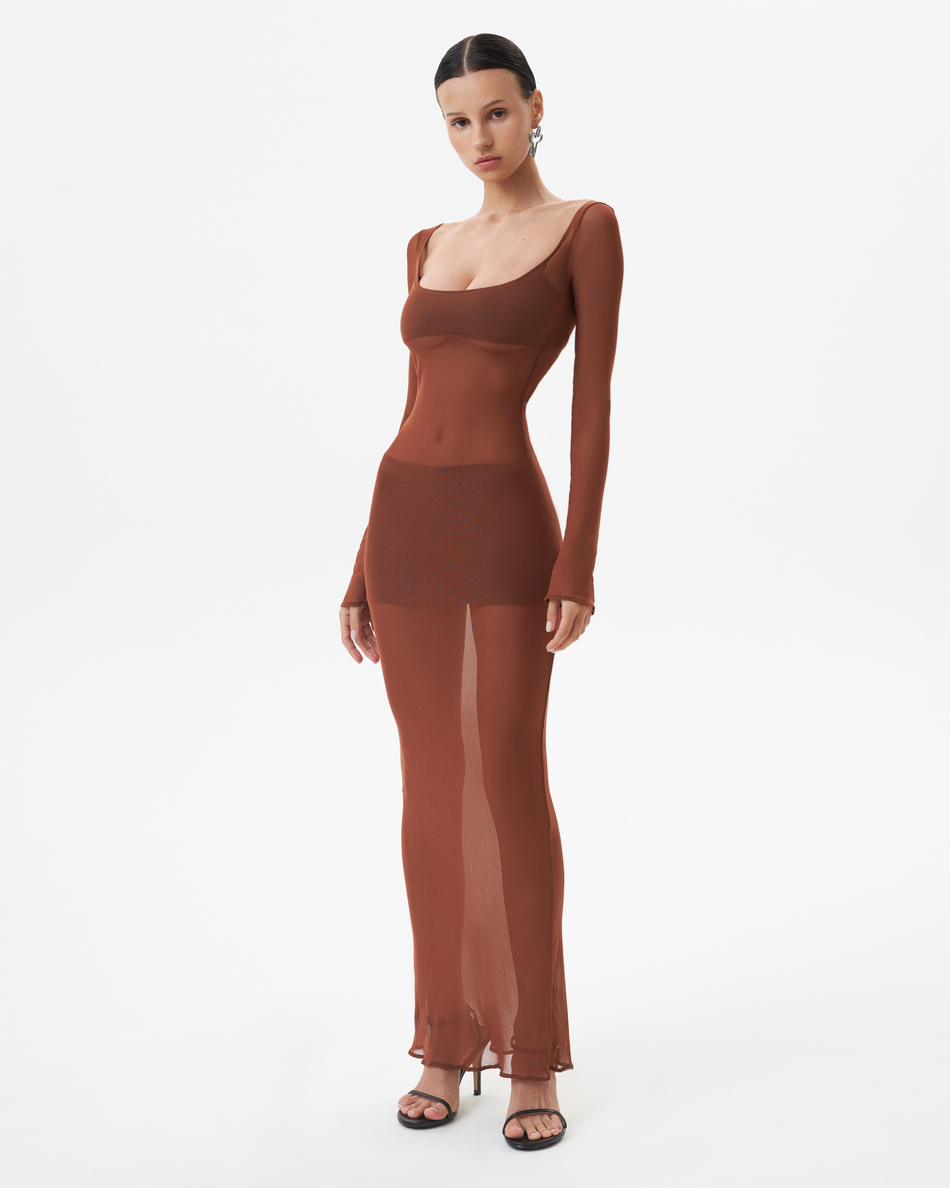 BROWN MESH DRESS
