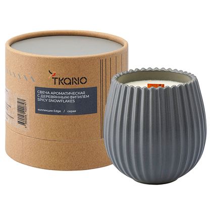 Свеча ароматическая Tkano Edge Spicy Snowflakes серая 60ч