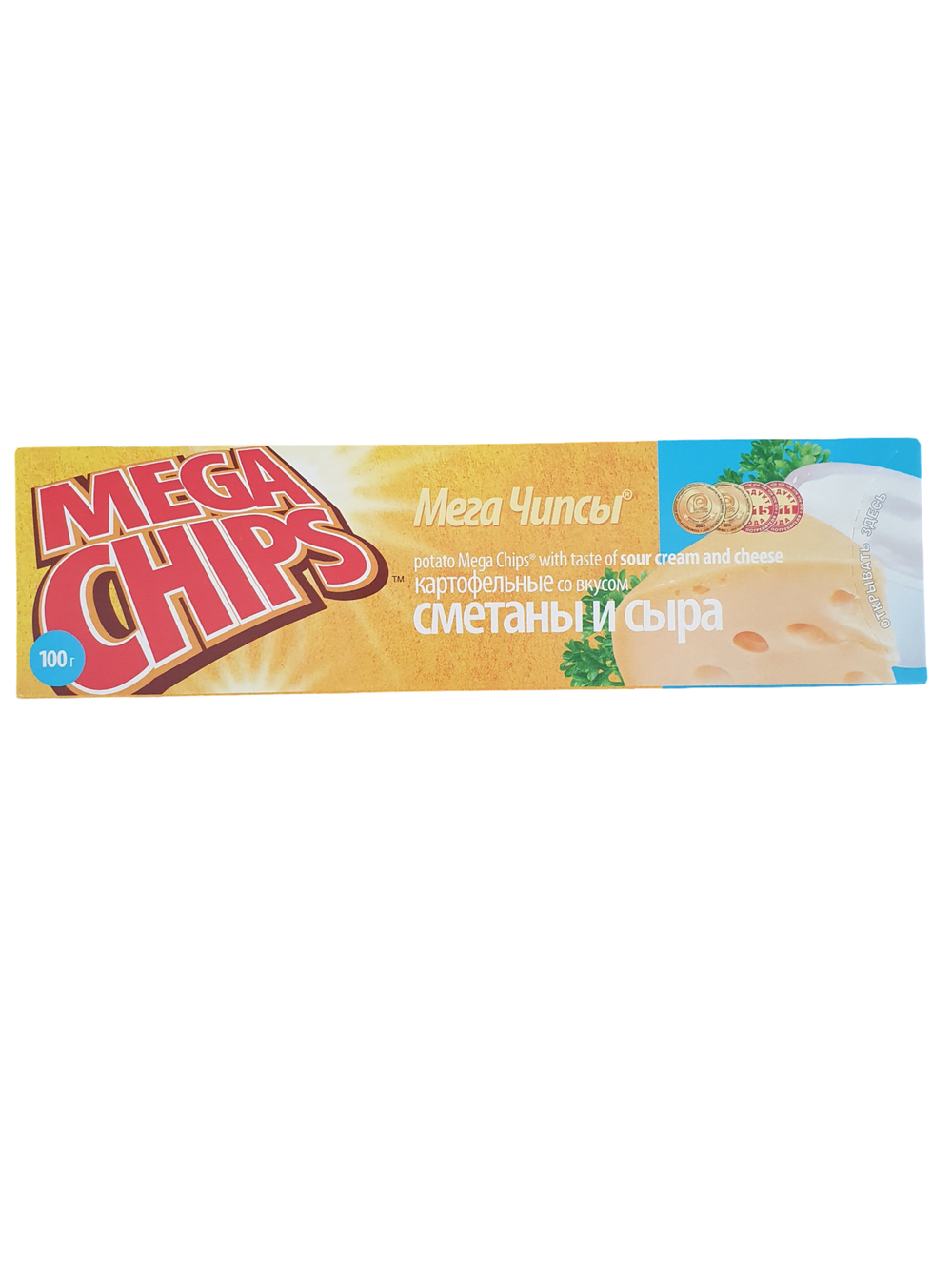 Чипсы Мега Чипсы картофельные со вкусом сметаны и сыра, 100г