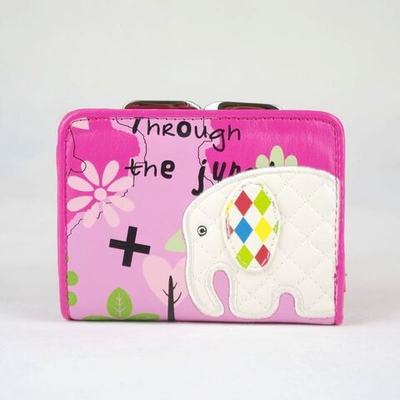 Кошелек детский с аппликацией слона и принтами