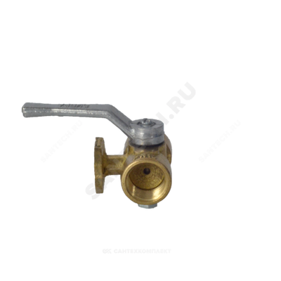 Кран для манометра 3-ходовой латунь 11б38бк/11б18бк Ду 15 Ру16 ВР/ВР G1/2"-М20х1,5 с рукояткой с фланцем ВИПРА КПТ 3.05.00-01