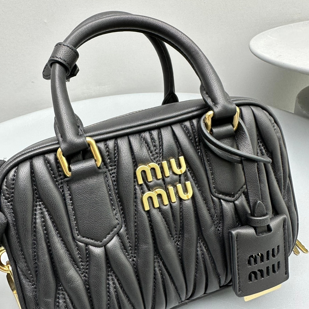 Miu Miu Matelasse Nappa Leather Top Handle Bag 19 cm