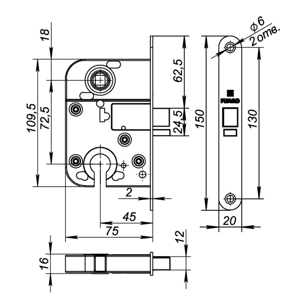 Корпус замка L.FIN2018/C (2018-CP) CP хром