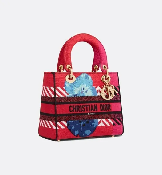 Сумка женская Dior Lady D-lite, модель среднего формата красный