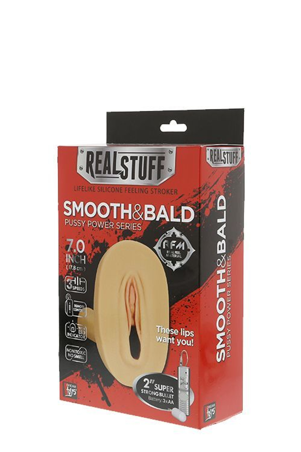 Мастурбатор-вагина Dream Toys RealStuff Smooth & Bald, с пультом, 17,8 см
