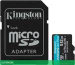 Карта памяти Kingston SecureDigital Micro 512Gb SDXC Canvas Go Plus 170R Class 10 UHS-I U3 V30 A2 + переходник (SDCG3/512GB)