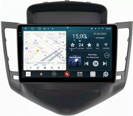 Магнитола для Chevrolet Cruze 2009-2012 (черный/серебро) - RedPower 045 Android 10, QLED+2K, ТОП процессор, 6Гб+128Гб, CarPlay, SIM-слот