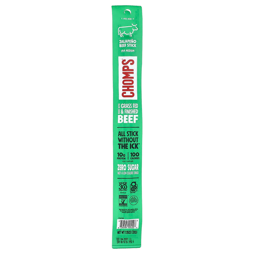 Chomps, Jalapeño Beef Sticks, Medium, 24 Sticks, 1.15 oz (32 g) Each