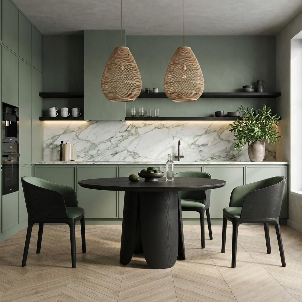 Дизайнерский стул MAKK с подлокотниками green