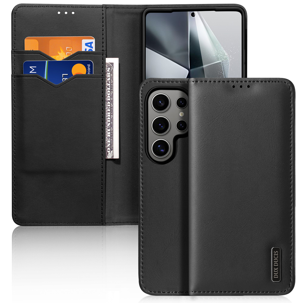 Чехол книжка из натуральной кожи с защитой RFID от Dux Ducis для Samsung Galaxy S25 Ultra, серия Hivo Series Case