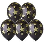 Шар латексный 35см Звезды (Черный)
