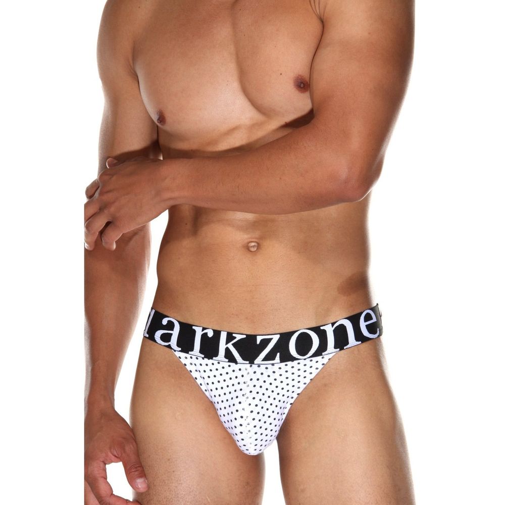 Мужские трусы танга белые с узором DARKZONE DZN6180