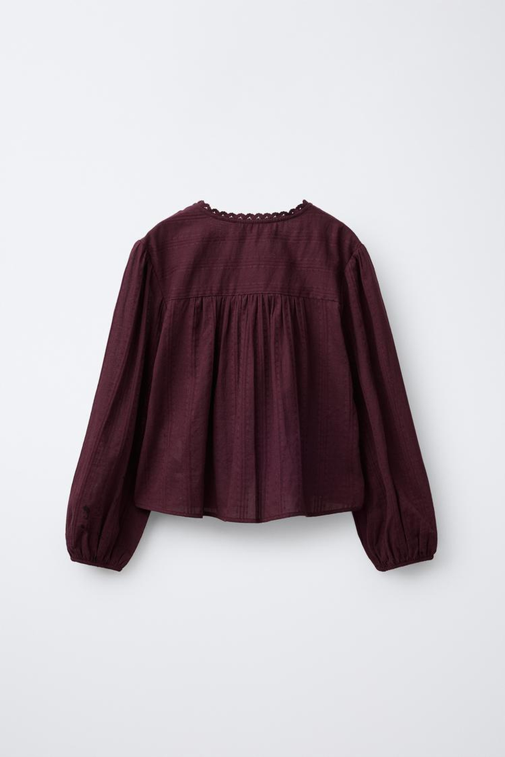 ZARA РУБАШКА В РОМАНТИЧЕСКОМ СТИЛЕ ИЗ РЕЛЬЕФНОЙ ТКАНИ, БОРДОВЫЙ