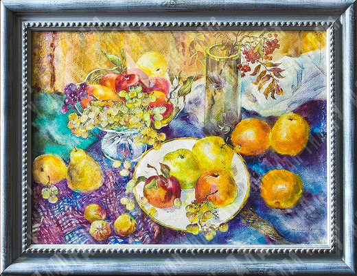 Корягин С.Н. Натюрморт с яблоками. Бумага, акварель. 2005 г. 55х40 см.