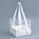 Коробка для бенто с ручками - лентами, 17×17×15 см