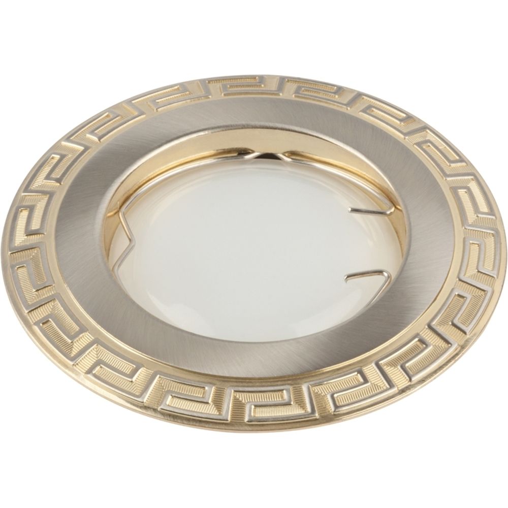 DLS-A103 GU5.3 CHROME+GOLD Светильник декоративный встраиваемый ТМ Fametto, серия Arno. Без лампы, цоколь GU5.3. Цинковый сплав, цвет хром. Отделк