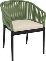 Кресло пластиковое с подушками Siesta Contract Portofino, черный, оливковый, бежевый