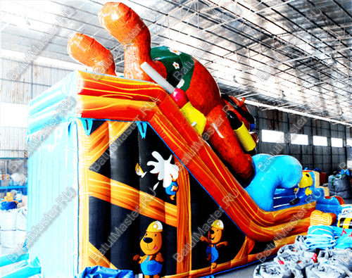 Коммерческий надувной батут "Мишка на волне"