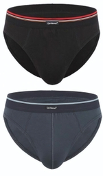 Комплект из двух хлопковых трусов-слипов (Размер: XL) (Цвет: черный с серым)