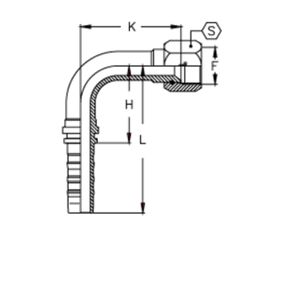 Фитинг DN 50 JIC (Г) 2.1/2 (90) CS удлинен. К=220
