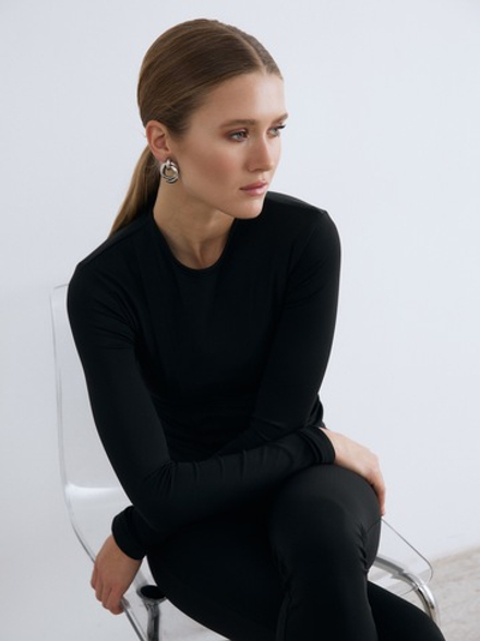 Лонгслив из бифлекса CAT, цвет чёрный