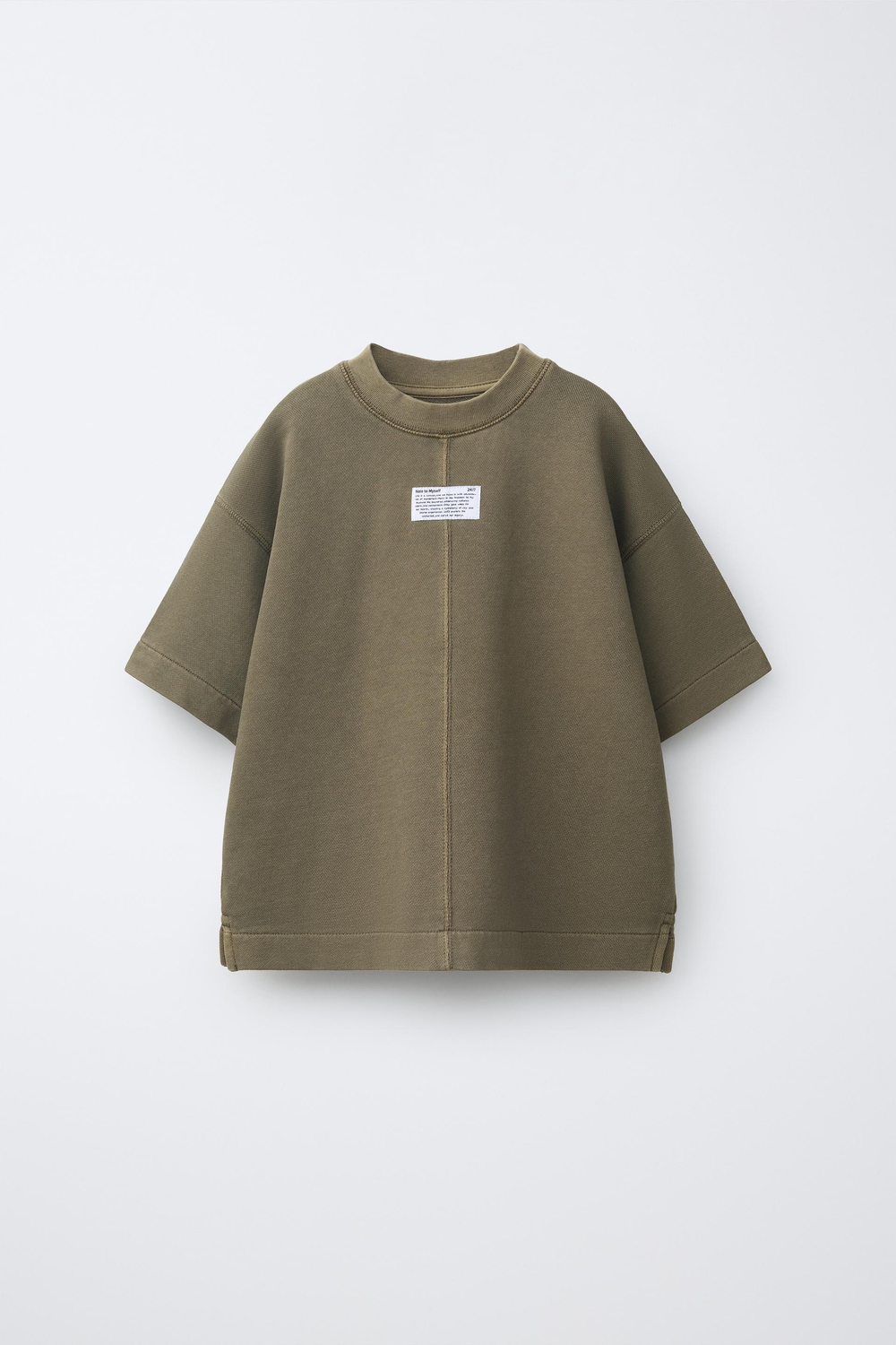 ZARA ФУТБОЛКА GARMENT DYE, ХАКИ
