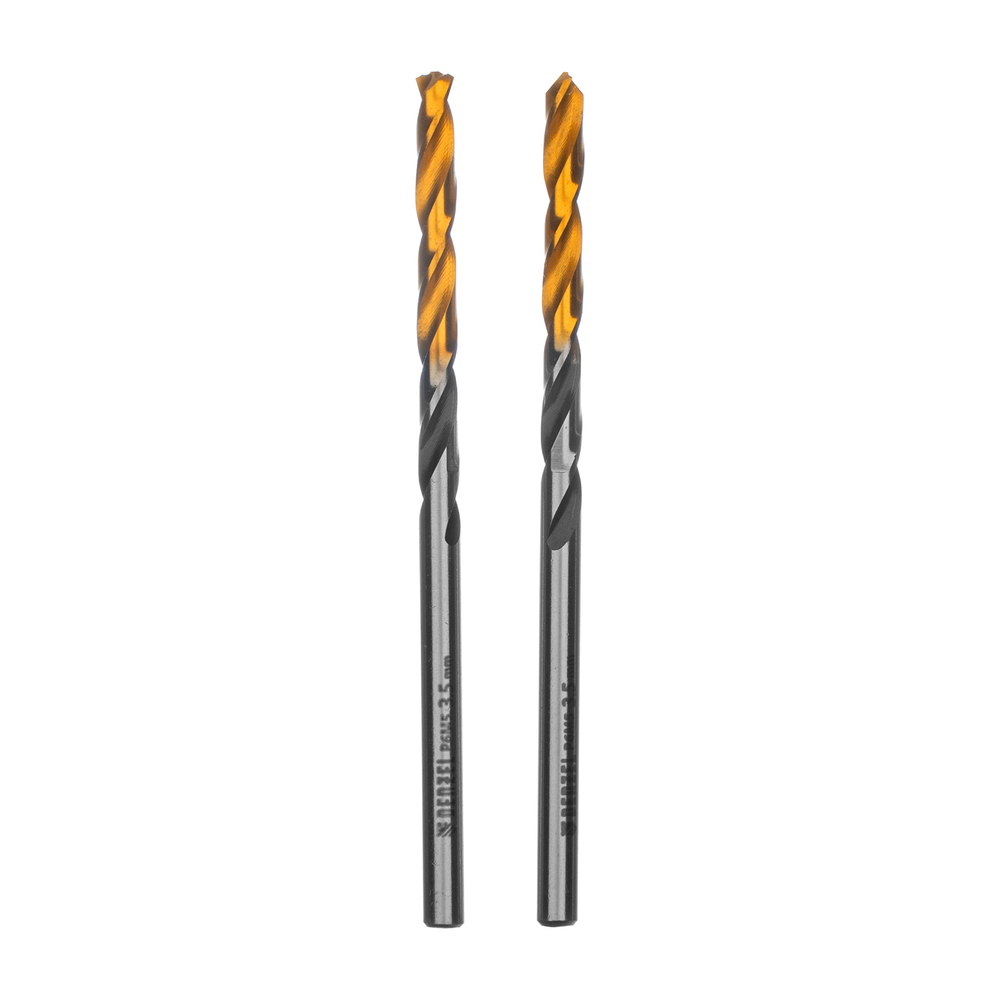 Сверло спиральное по металлу 3,5 x 70мм, Р6М5, Golden Tip, многогранная заточка, 2шт. Denzel
