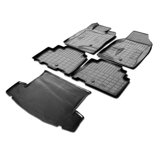 Коврики в салон и багажник автомобиля (комплект) Rival для Chevrolet Captiva I поколение рестайлинг (5 мест) 2011-2016, полиуретан, с крепежом, 5 частей, K11007003-1