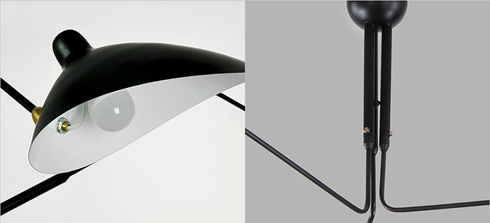Ceiling design lamp Six Arms by Serge Mouille (White)