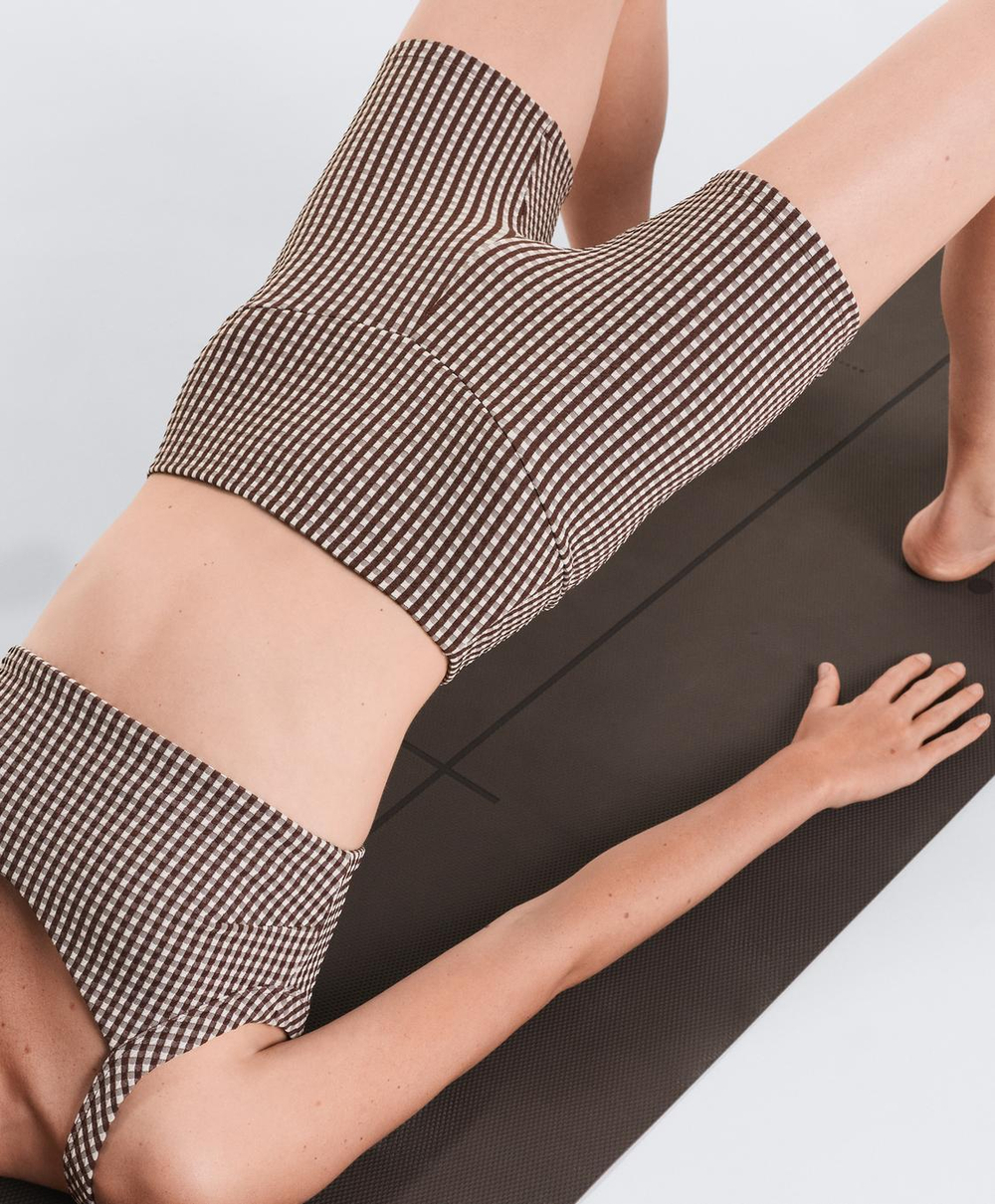 OYSHO Шорты Comfortlux с высокой посадкой в клетку 10 см, красно-коричневый