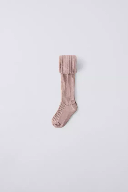 ZARA КОЛГОТКИ В РУБЧИК, РОЗОВЫЙ