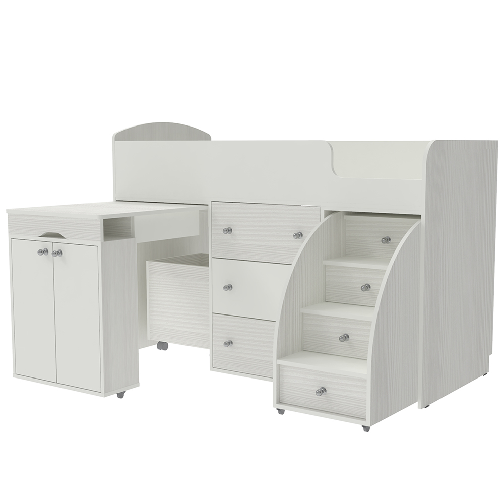 Кровать-чердак КарИВи Малыш Белое Дерево Белый